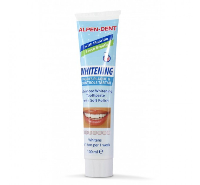 Отбеливающая зубная паста от налета и зубного камня Alpen Dent Whitening Fights Plaque and Controls Tartar